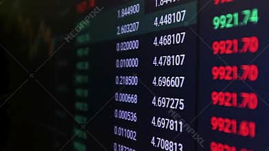 Rapid change of stock market with Exchange and bid, offer, volume on screen display