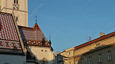 St. Mark church with emblems of Croatia and Zagreb on the roof