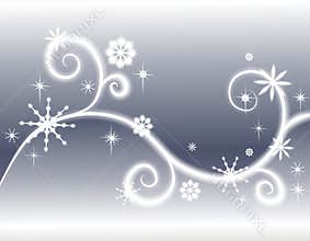 Stars Snowflakes Silver Background