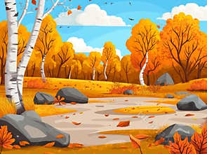 An image contains a cartoon illustration of a forest with trees, as well as a picture of a forest that is full of trees