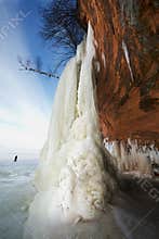 Apostle Islands Ice Caves Frozen Waterfall, Winter