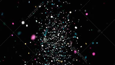 Colorful Confetti Floating Against a Dark Backdrop for Festive Celebration