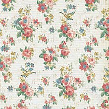 Vintage Rose Floral Wallpaper Shabby Chic