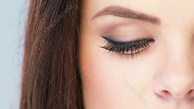 Close Up on Eye of Brunette Girl