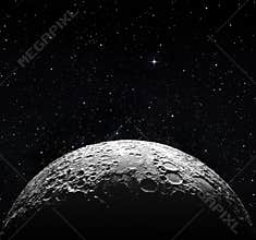 Half moon surface and starry space