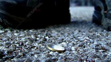 a coin on the ground