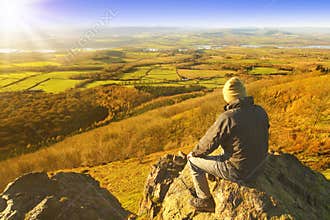 Hiker enjoying rest and landscape