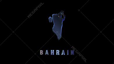 Bahrain map silhouette with modern holographic style on dark background