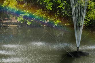 Artesian Fountain Casting an Incredible Rainbow