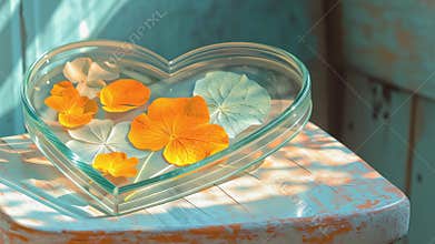 Enduring Love – Pressed Flowers in Glass on Blue Chair