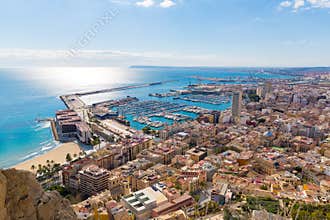 Alicante skyline aerial from Santa Barbara Castle