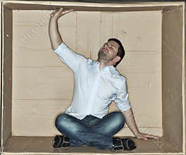 Businessman trying to enlarge the office