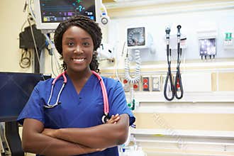 Portrait Of Female Nurse In Emergency Room