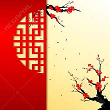 Chinese New Year Cherry Blossom Background