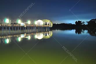 Lighted Jetty at Lower Seletar Reservoir
