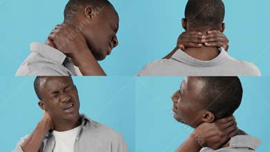 Healthcare awareness collage showing illness discomfort expressions