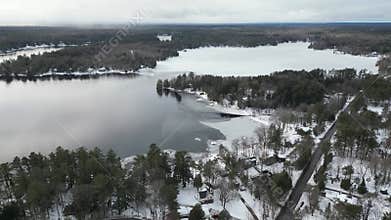Muskoka Lake Trafalgar Bay Gaunt Bay Bala Ontario Aerial Winter