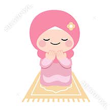 Muslim hijab girl praying pose