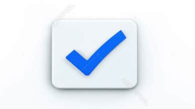 Blue checkmark icon on white background. concept of approval, confirmation, selection, digital validation, positive