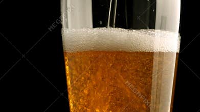 Beer poured in glass