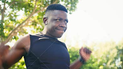 Determined Young Black Man Warming Up For His Outdoor Fitness Workout