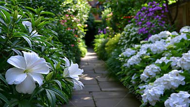 Exploring Small Gardens Filled With Colorful Flowers and Plants During Summer