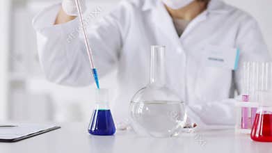 Close up of scientist making research in lab