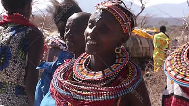 Samburu tribes women dancing. Traditional samburu dance.