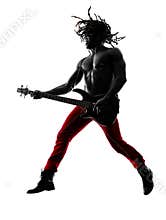 African man guitarist bassist player playing silhouette