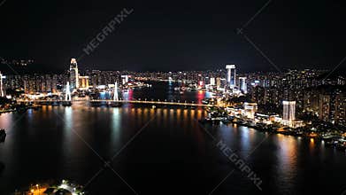 Aerial photography of city night scenes,Generative AI