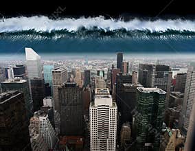 A tsunami comes out against the city of new york