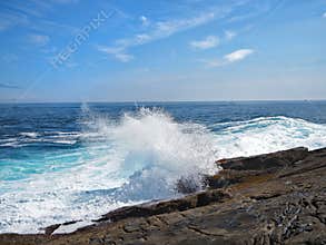 Landscape of the coast over the sea and cliffs of the Basque Country