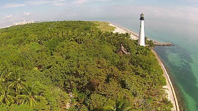Florida coastline and lighthouse erial view