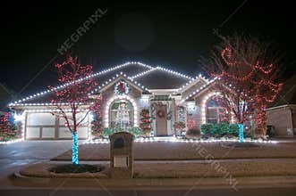 Christmas lights outside on a home