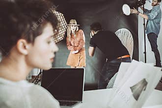 Backstage at photoshoot