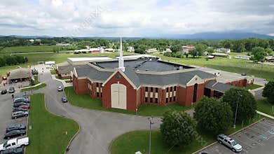 Aerial shot of the church 4k