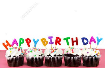 Happy Birthday Cupcakes with candles