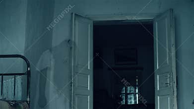 Horror Scene of a Scary Girl In the Room. Ghost