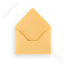 Old open envelope on white background.