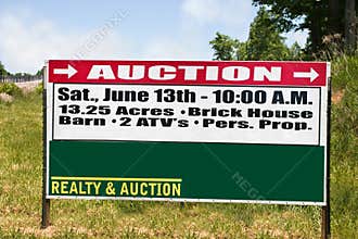 Real estate auction sign