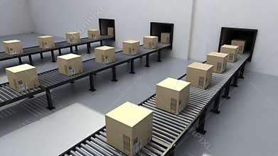 Automatic GPS system delivery of goods on conveyor, Digital Tracking goods.