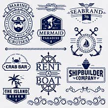 Sea and nautical logos and design elements.