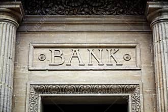 Bank sign on building