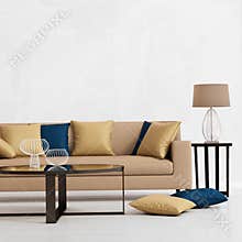 Modern interior with a beige sofa