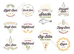 Doodle-style Beer logos, badges