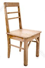 Dirty old wooden chair isolated on white