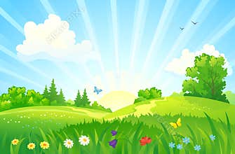 Summer sunrise landscape