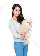 Woman hug with her lovely dog