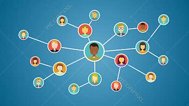 Connecting people, business network. social media service.