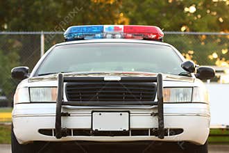 Front of police car with bumper